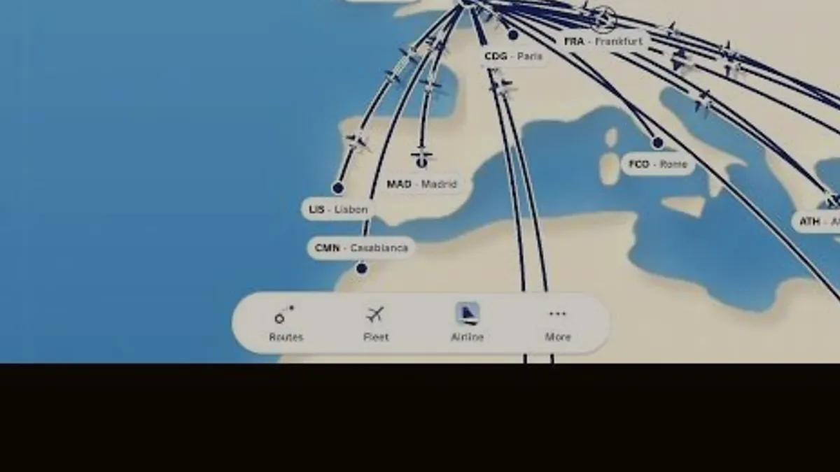 Airline cash balance on the map screen
