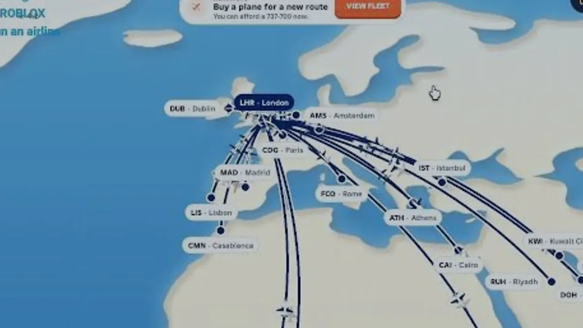 Route warning banner in Run an Airline