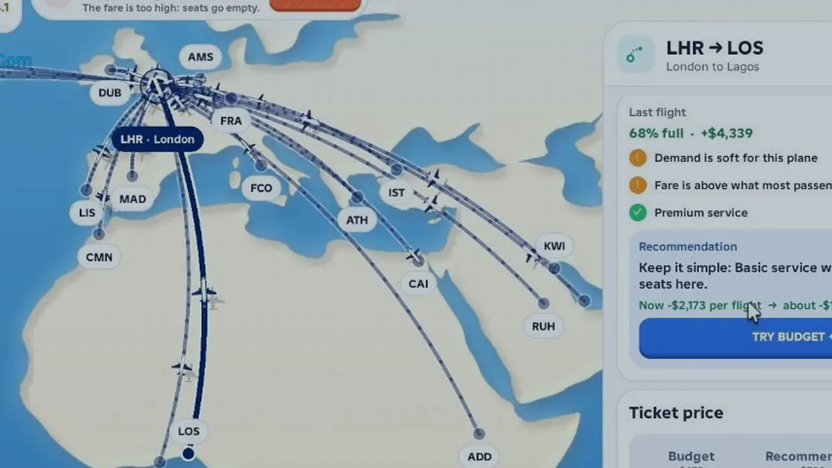 Load factor percentage on a Run an Airline route card